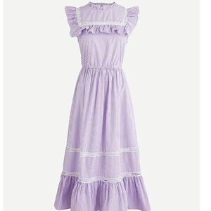 NWT J. Crew Tiered ruffle dress in purple stripe